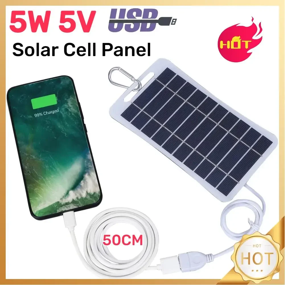 5W 5V Solar Panel Kit USB Battery Charger Power Emergency Panel Waterproof Phone Power Bank for Camping Backpacking Hiking