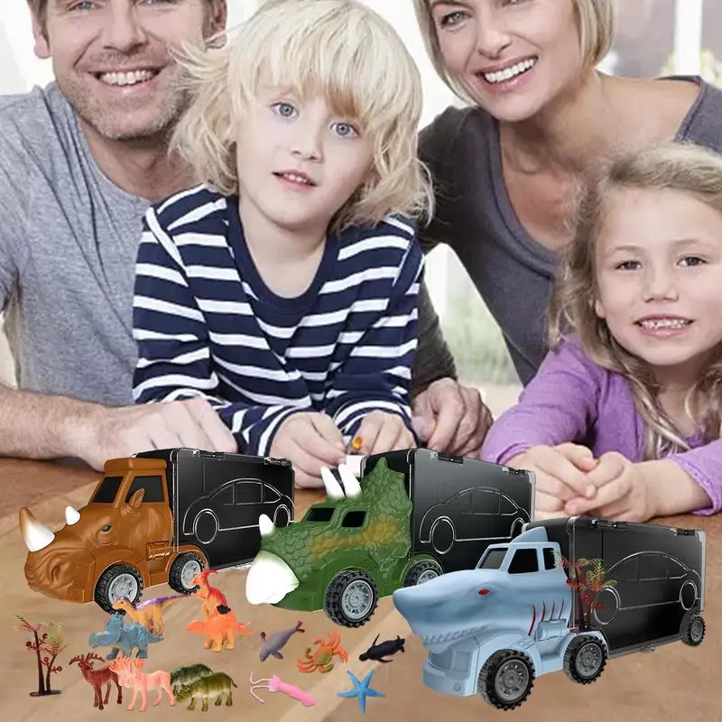 Dinosaur Toy Truck for Children, Animal Carrier, Hasta Educacional, Presente de aniversário para crianças, meninas e meninos