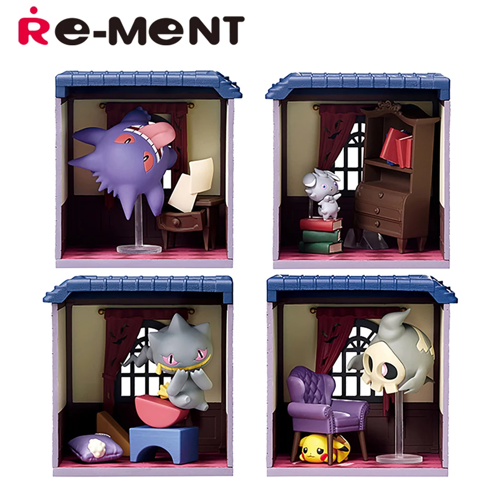 

Original Stocked Re-Ment Pokemon Midnight Mansion Collectible Pikachu Duskull Espurr Gengar Banette Mini Model Toys Figures Gift