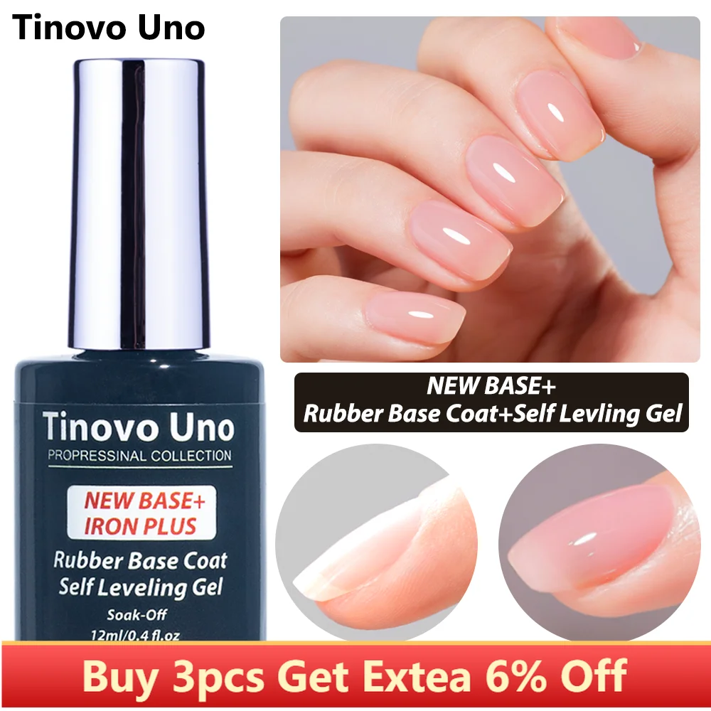 

Tinovo Uno NEW Rubber Base Gel Polish Self Leveling Base Coat Gellak In A Bottle 12ML Semi Permanent UV/LED Maicure Nails Art