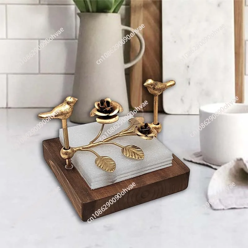 Hot Sale Paper Towel Rack - Classical Creative Wooden, Square Retro Design, Hotel Dining Room Rose Paper Holder,  Room Storage