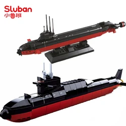 2023 SLUBAN World War II Chinese Military 094 Strategic Nuclear Submarine Battleship Building Blocks Ship Model Sets Kids Toys