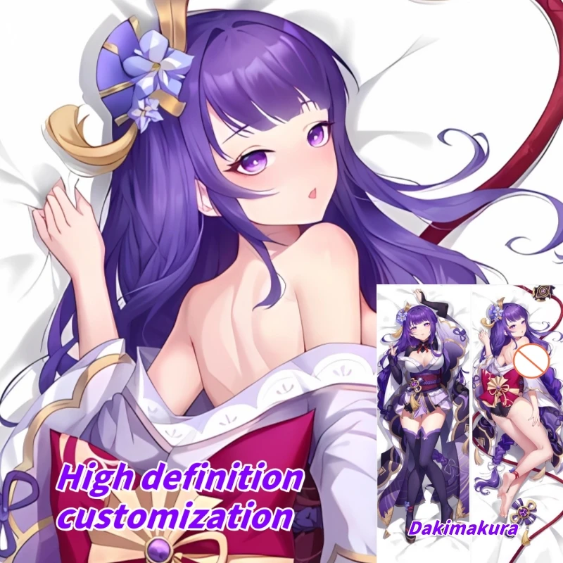 

Dakimakura Anime Pillow Case Genshin Impact Raiden Shogun Double-sided Print Of Life-size Body Pillowcase Gifts