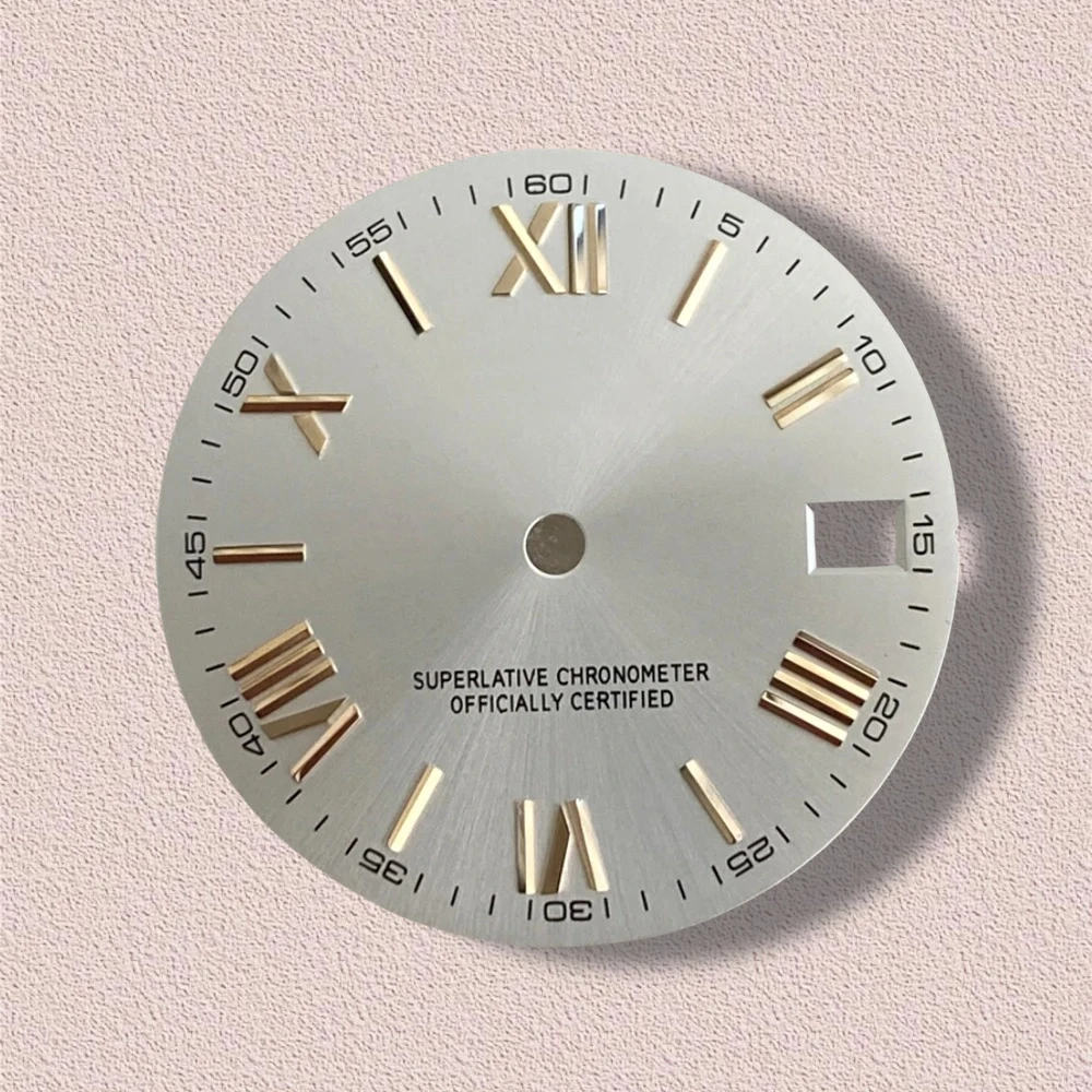 S-Logo, römische Ziffer, 28,5 mm NH35-Zifferblatt, geeignet für NH35/NH36-Uhrwerk, hochwertiges NH35-Zubehör ﻿ Uhrenmodifikation