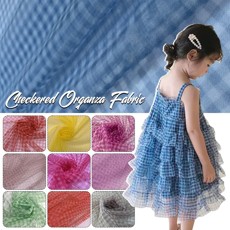 

Check Mesh Fabric Transparent Dress Clothing Handmade Children's Princess Dress Doll Skirt Diy Sewing Craft Material