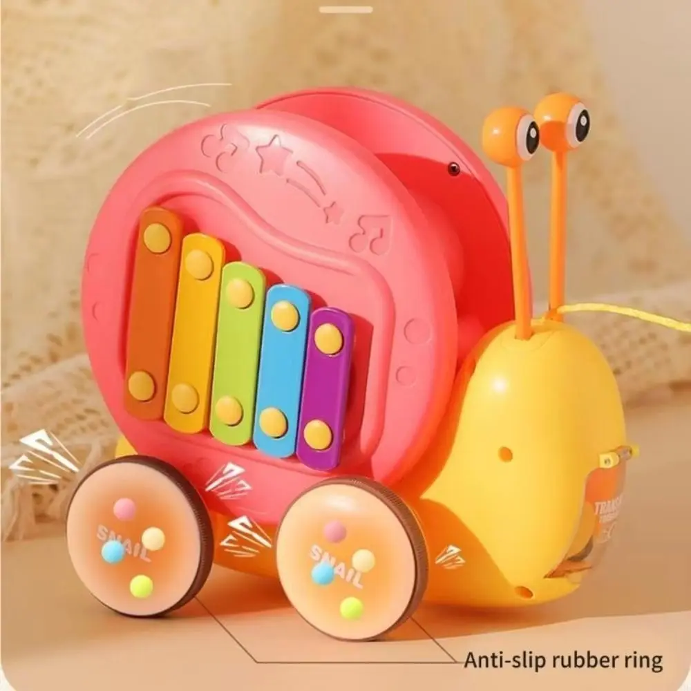 Baby Walker Pull String Snail Car Toy Learning To Walk Cartoon Pet Drag Rope Snail Knock Interactive Pull-Along Snail Toy