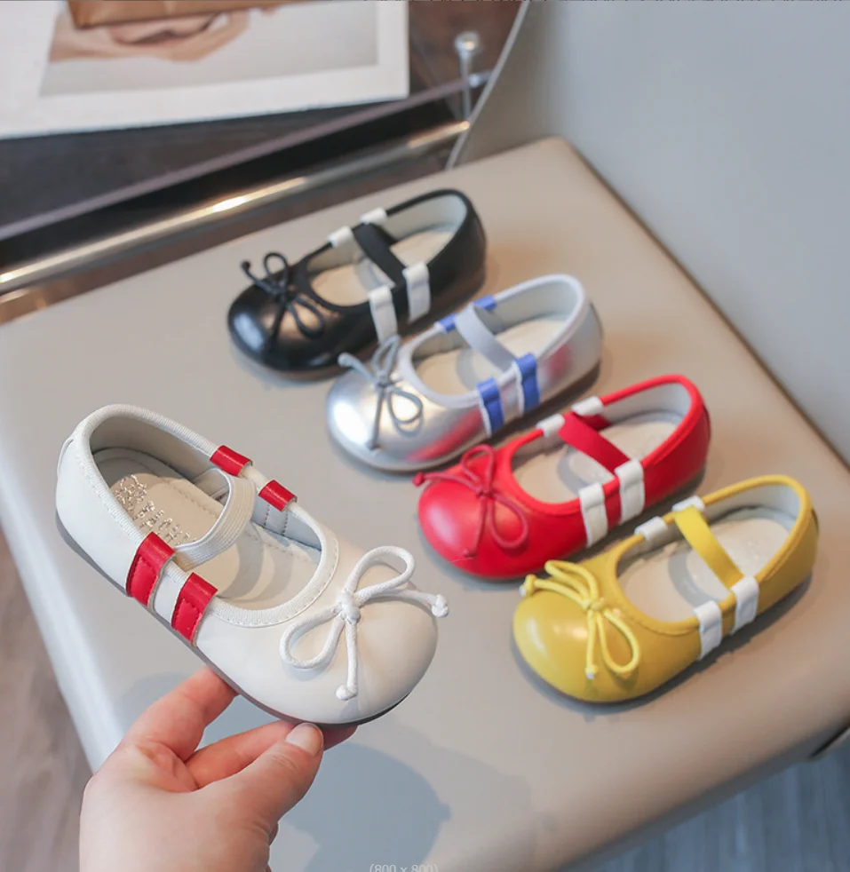 Girl Princess Flat Shoes 2026 Autumn Fashion Bowknot Children's Mary Janes Shoes Kids Soft Bottom Anti slip Toddler Ballet Shoes