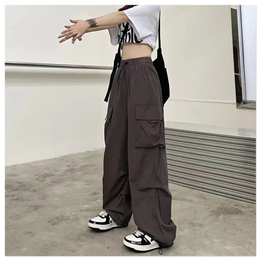 Printemps nouveau solide femmes Streetwear pantalon Vintage Baggy pantalon droit poche dames pantalon femmes mode décontracté femme pantalon