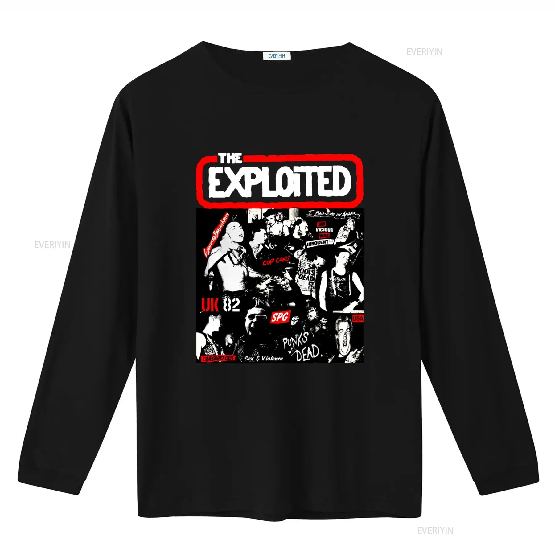 The Exploited Sid Vicious Punk Band T Shirt Black Cotton Kh2930 UK 82 SPG USA Rock Style vintage Washed fashion Comfortable