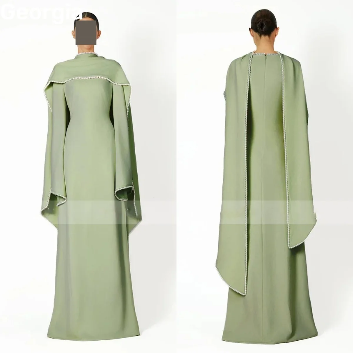 

Customized Evening Dresses Scoop Neckline Beadings Prom Dresses A-Line Floor-Length Elegant Party Dresses For Women Zipper Up