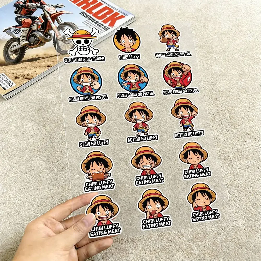 One Piece Monkey D. Luffy wasserdichte, reflektierende Motorradaufkleber, leicht abziehbare Aufkleber für Motorrad, Auto