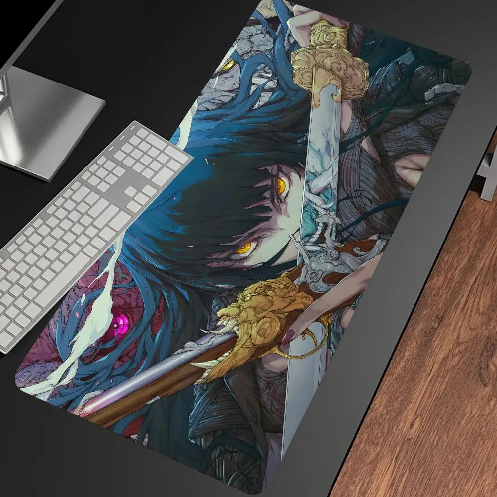 Oni Samurai Anime Girl Gaming Accessories Mouse Pad Mousepad Large Mouse Mat Big Mause Pad Keyboard Computer Gamer Desk Mat