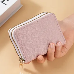 Stylish Women's Card Holder Wallet Double Layer Zipper, Multi-Function Compact Design for Cards & Cash, Small Portable Organizer