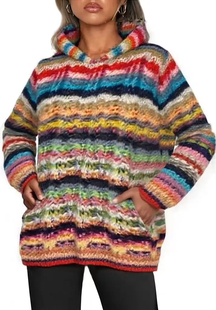 سترة نسائية سترات متماسكة مخططة معطف لصق كم كامل عادية مفتوحة غرزة لاعبا أنيقة مكتب سيدة عادية 2025