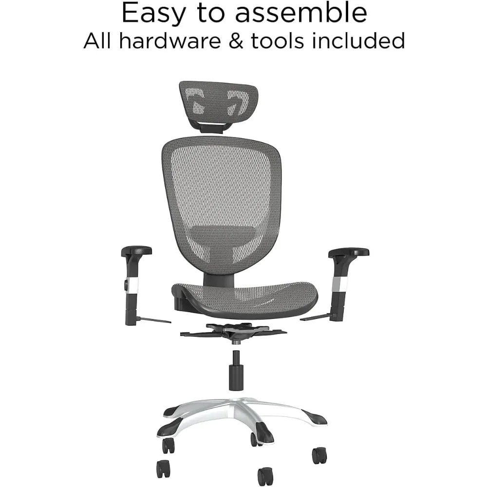 ergonomic swivel chair with adjustable breathable mesh and lumbar support for home and office, charcoal gray