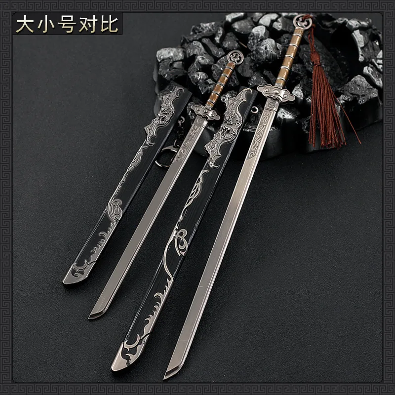 

22CM Ancient Weapon Tang Horizontal Knife With Sheath King Of Yue Hook Sword Model Figure Toy In Stock For Fans Collection