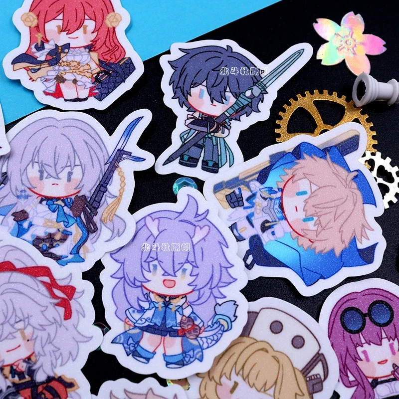 5CM Game Anime Honkai: Star Rail Bailu March 7th Jing Yuan Gepard Bronya Seele Robin Cosplay Flash sticker Cute Decorate