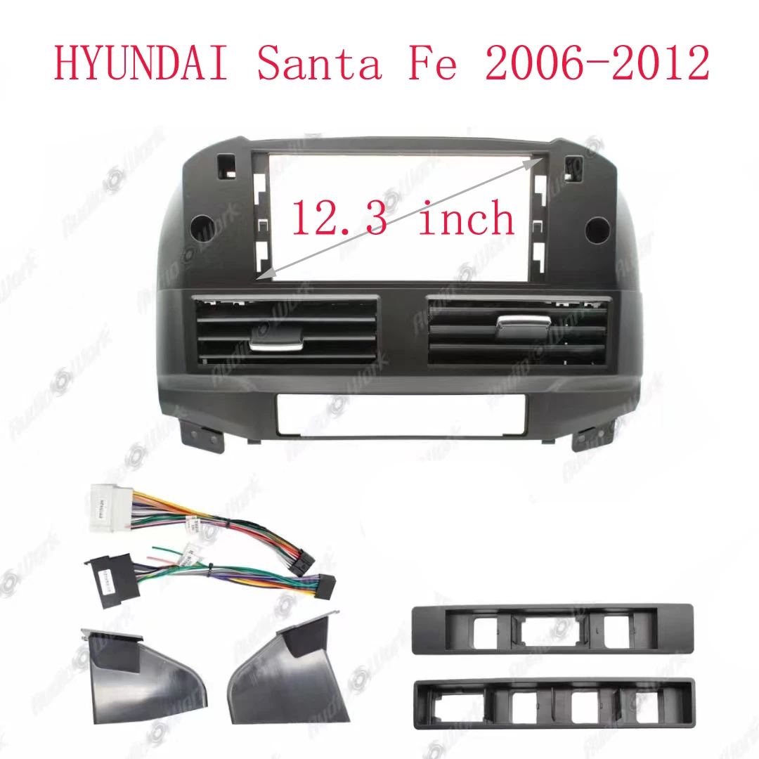 For 2006-2012 HYUNDAI SANTAFE (12.3 INCH) Car Radio Fascias Android MP5 Stereo Player 2Din Head Unit Panel Dash Frame Installa