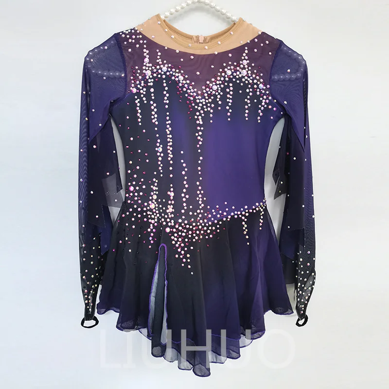 LIUHUO Figure Skating Performance Clothing Customized Skating Grading Clothing Children\'s Performance Clothing Purple