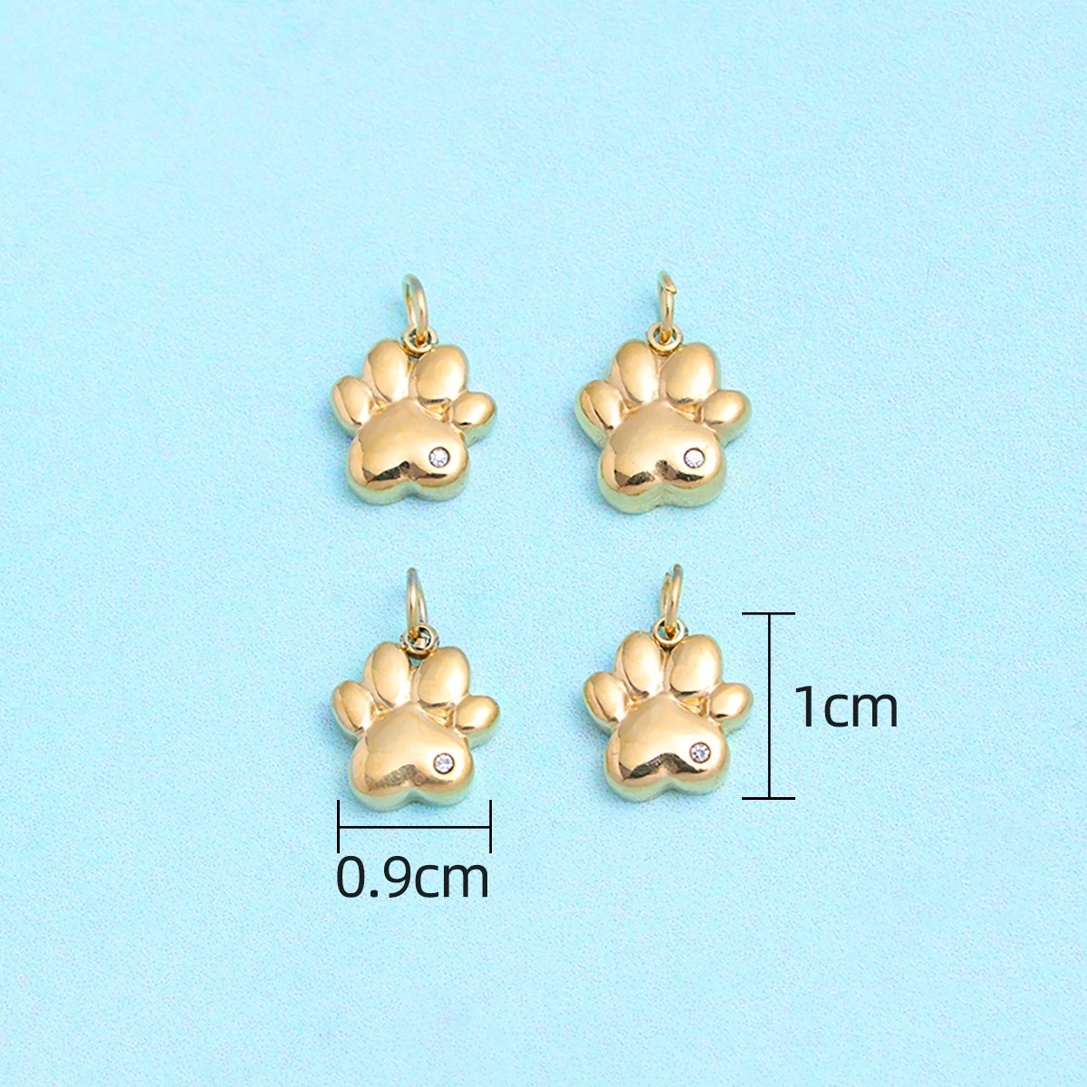 CARLIDANA Hot Sell 4pcs/lot 0.9 * 10mm Adorable Animal Paw Gold Plated Stainless Steel DIY Necklace Jewelry Pendant Pack