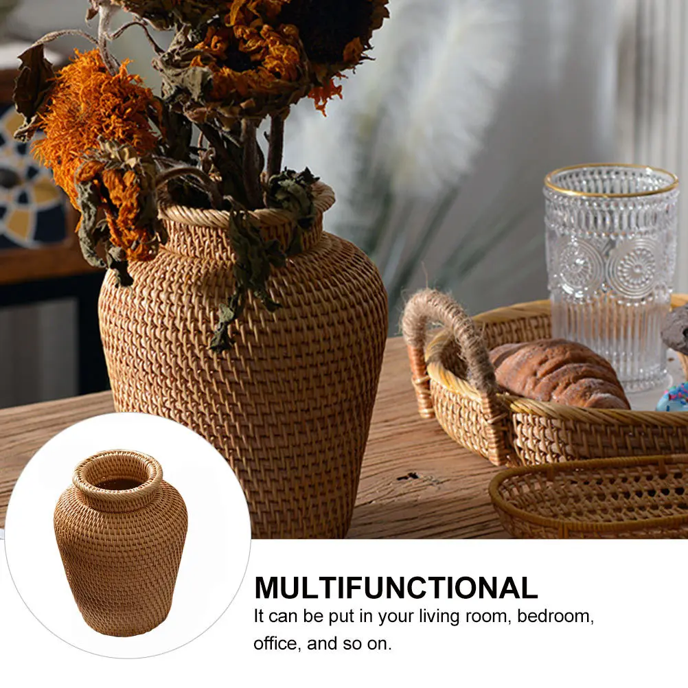 

1Pcs Rattan Woven Flowerpot Stylish Plant Basket for Room Living Room Bedroom Sundries Storage Photo Prop Eco Friendly Gift Idea