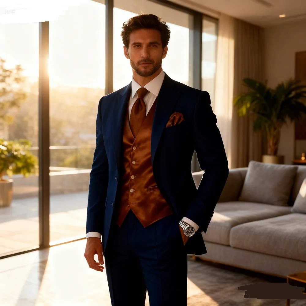 

Novo Marfim & Rose Dark Formal Деловой мужской смокинг жениха Свадебный торжественный мужской костюм для курения