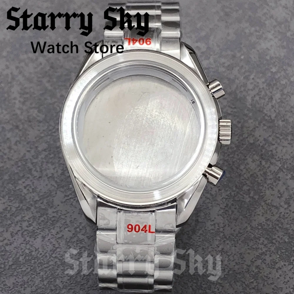 

Звездное небо 40 мм хронограф из нержавеющей стали серебряный корпус для часов с ремешком для часов подходит для VK63 кварцевый механизм аксессуар для часов