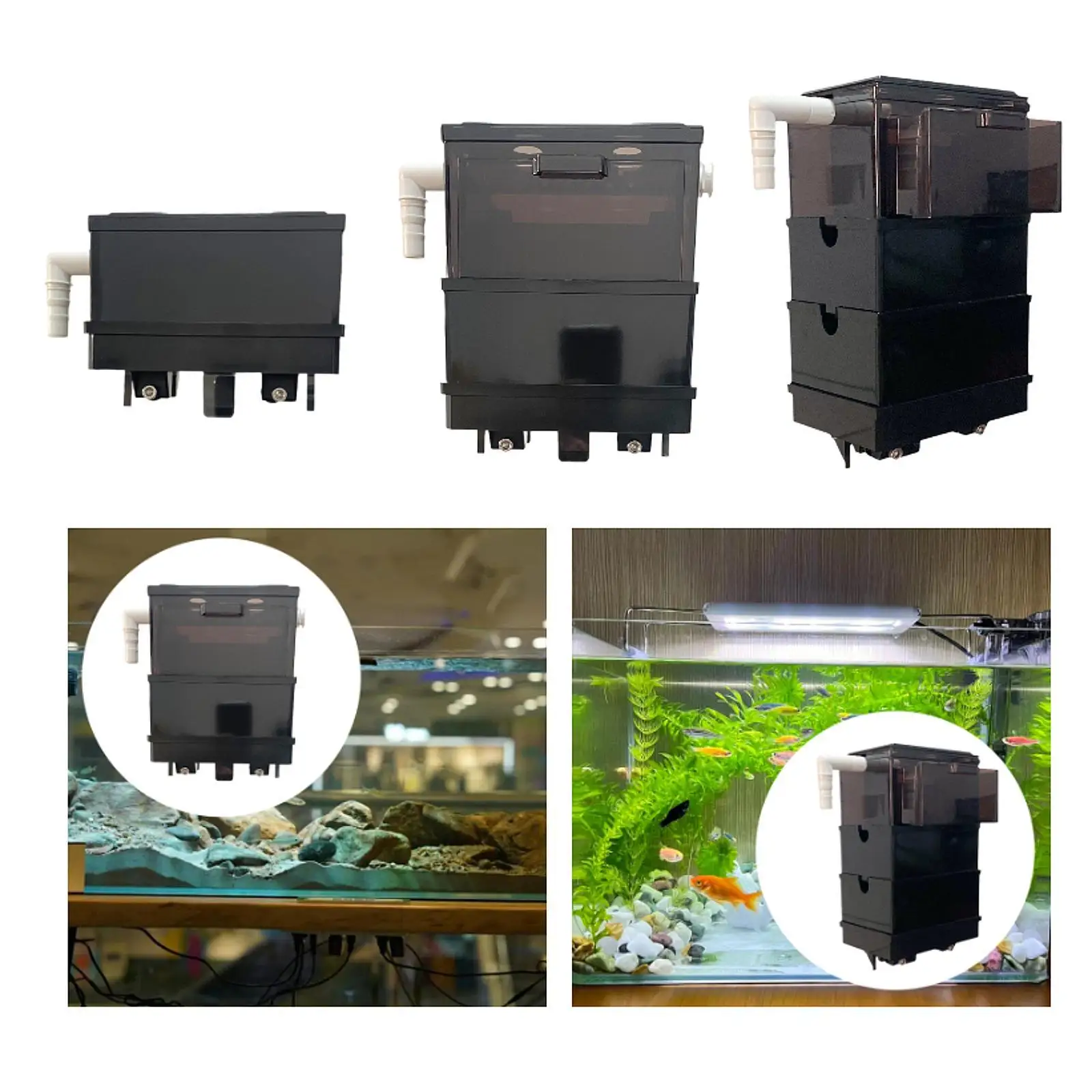 Overflow Box for Aquariums Quiet with Drawer Drip Tray DIY Water Flow Accessory Drip Water Flow Pipe Filter for Small Fish Tanks