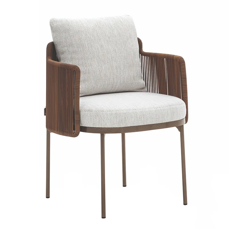 

waterproof and sunscreen stainless steel rattan chair outdoor rattan solid wood table and chair combination