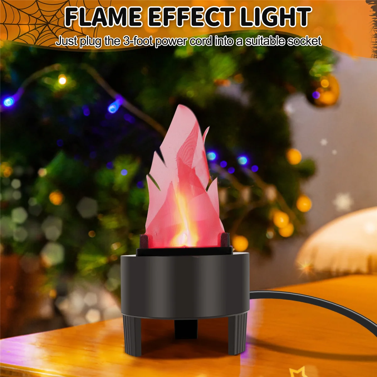 ABZL LED Fire Flame Effect Light Artificial Electric Flicker Campfire Lamp Party Decor Supplies for Bar Stage Home, US Plug