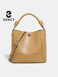 Zency Women's Genuine Leather Shopper Shoulder Bag Commuter Large Bucket Handbag Crossbody Composite Bags For Summer Spring 2024