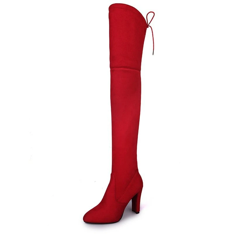 2023 New Women\'s Boots Long Sleeve Over Knee Sexy Comfortable Red Elegant Fashion High Heel Classic Large Size Women\'s Boots