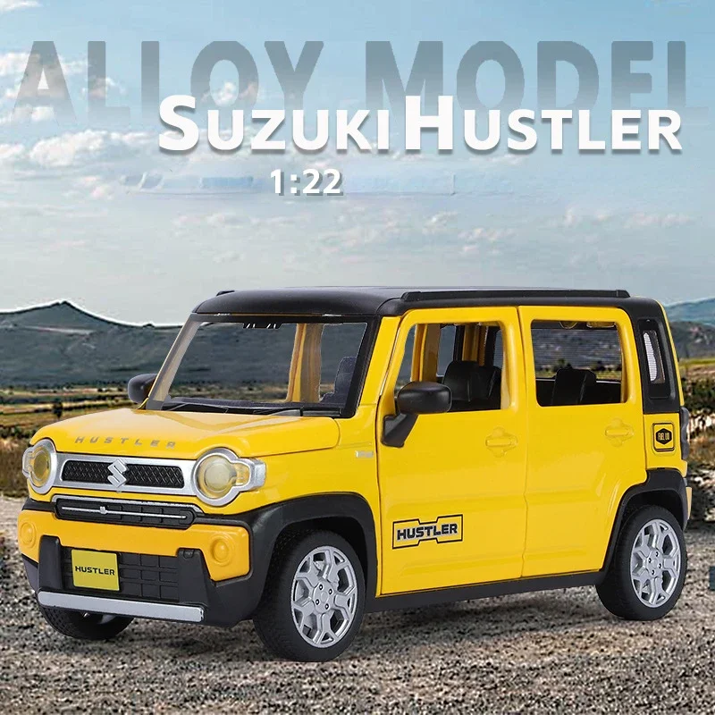1:22 Suzuki Hustler Toy Car Model Alloy Diecast with Sound and Light Rear Wheel Pull Back Vehicle Model Children's Day Gift C337