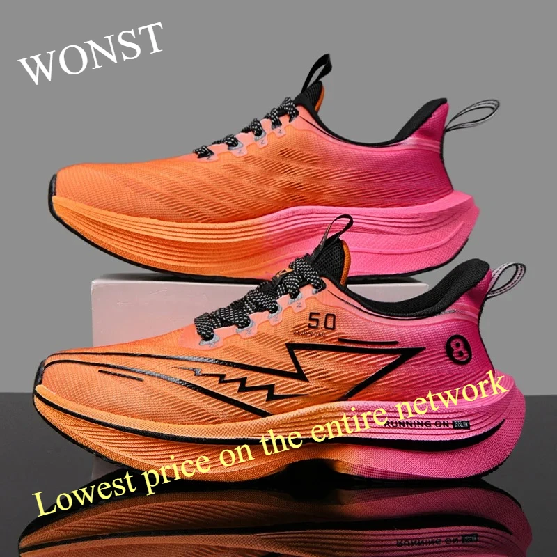 

New Men's Carbon Plate Running Shoes Soft Cushion Shock Absorbing Sports Shoes Unisex Sneakers Light Anti-Slip Training Shoes