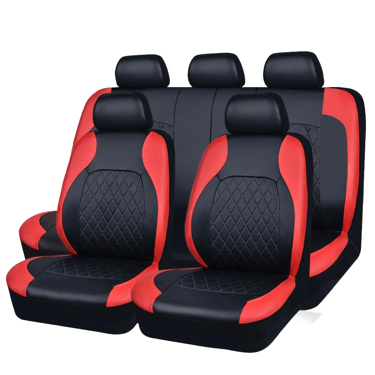 Car Seat Covers Full Set 5 Seats PU Black Fashions Sports Seat Covers PU Car Seat Cover Universal Interior Accessories