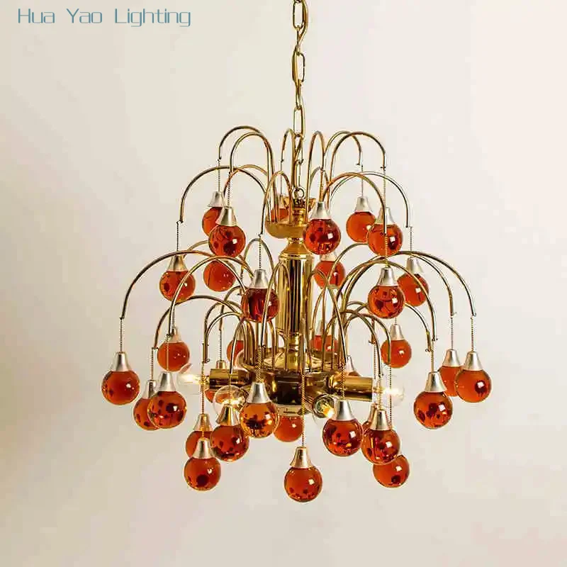 

Retro Creative Personalized Cherry Shaped Pendant Light French Minimalist Glass Dining Room Living Room Bedroom Pendant Light