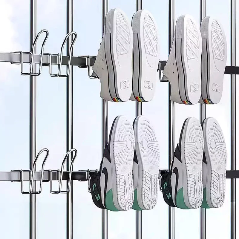 رف تجفيف الأحذية، خطاف عرض الأحذية، رف تجفيف الأحذية، شماعة أحذية من الفولاذ المقاوم للصدأ لتنظيم الخزانة
