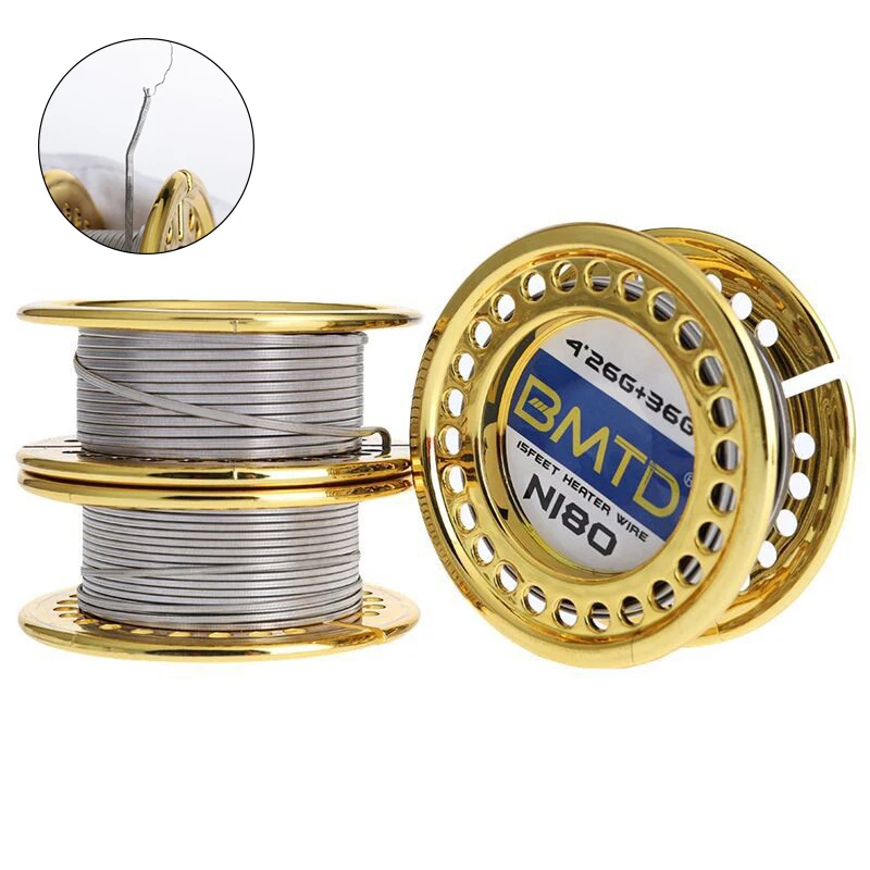 5m/roll Ni80 Fused Clapton Wire for Rebuildable 2/3/4*26G+36G Heating Wires Coil  Wires Coil Tool Alien Clapton Heating Wire
