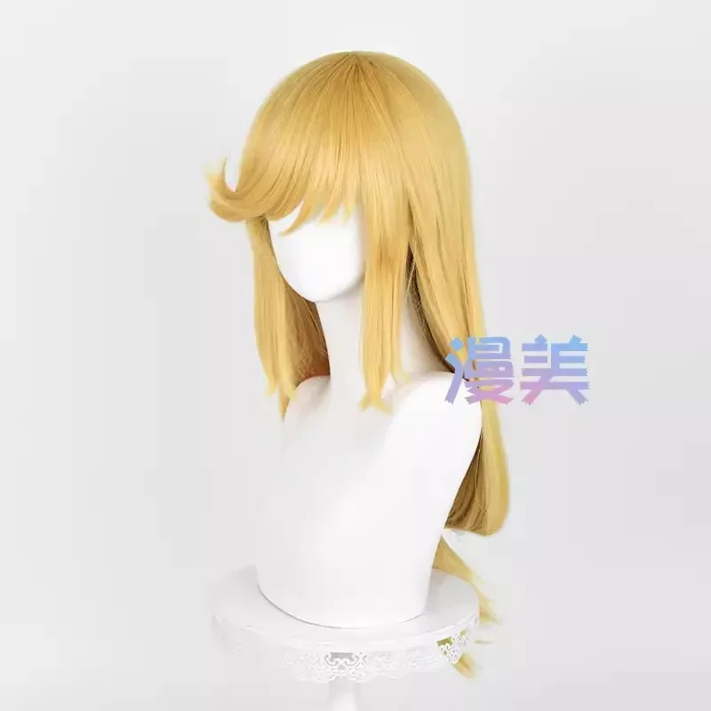 أنيمي أبل جاك شعر مستعار تأثيري 65 سنتيمتر طويل الذهبي فروة الرأس الباروكات مقاومة للحرارة الشعر الاصطناعية للنساء هالوين