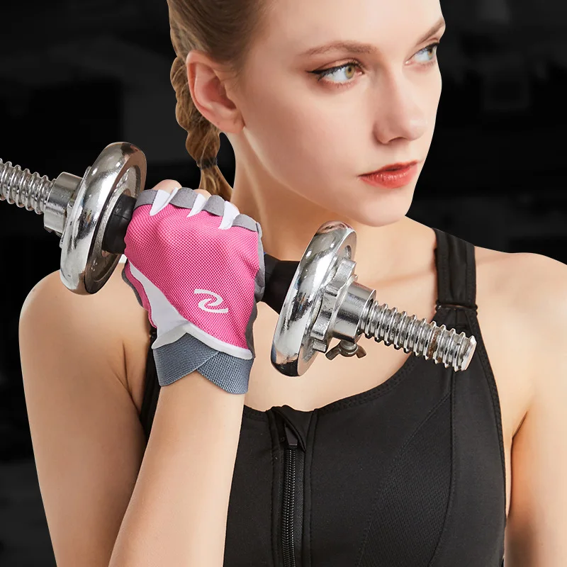 Men Women Half Finger Fitness Gloves Non Slip Wear Resistant Shock Absorption Breathable Training Gym Workout Pull Up Bar