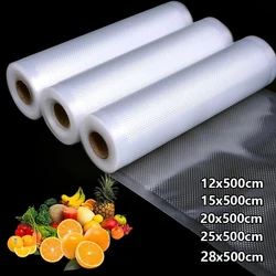 Sacos de vácuo do alimento para o armazenamento do Sous Vide, saco de empacotamento para o aferidor do vácuo, carne, frutas, vegetais, 500cm/Rolls