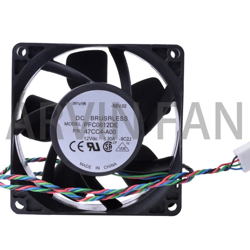 8cm 8038 80x80x38mm PFC0812DE 12V 3.30A  4-wire 4pin Double Ball Large Air Volume Violent Cooling Fan