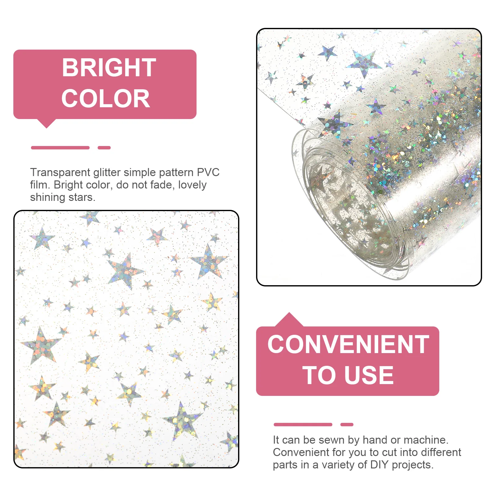 

Transparent Pentagram Film Diy Suitcase Material Craft Making Pvc Luggage Pouch for Bag