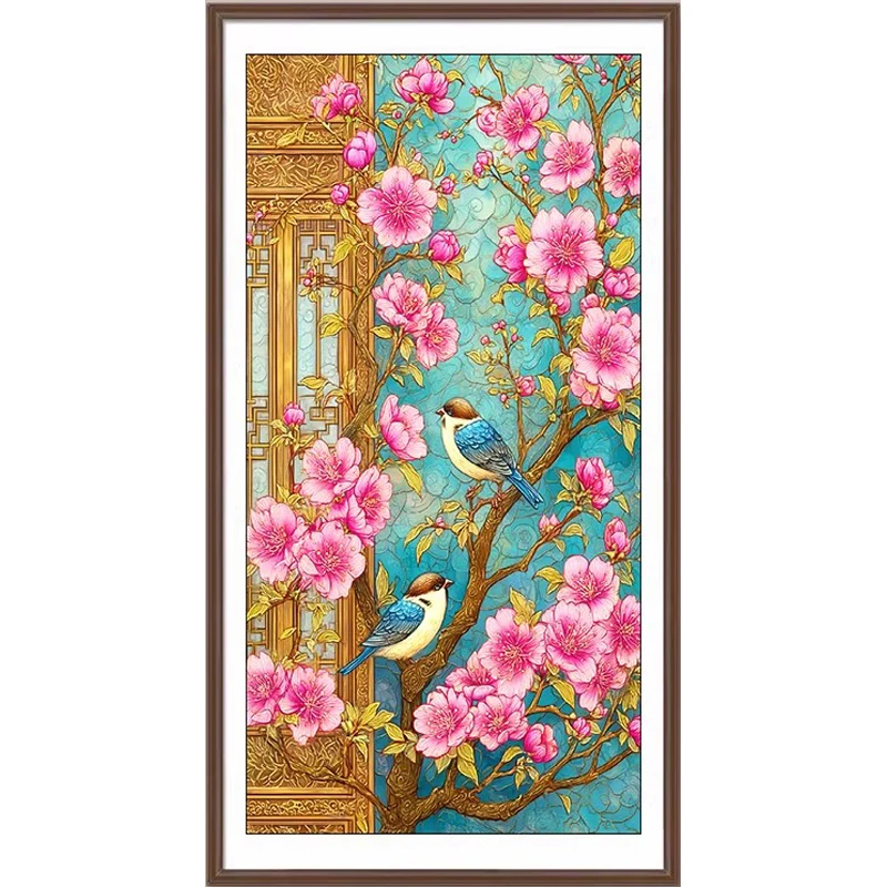 

Набор для вышивания крестиком 9CT 14CT с принтом «Птицы и цветы», рукоделие для дома, декор, поделки, с иглами и нитками