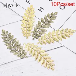 10Pcs Filigree Leaf Stamping Plate Metal Sheet Silver Gold Diy Accessories For Jewelry Making Big Leaf Flower Headgear Material