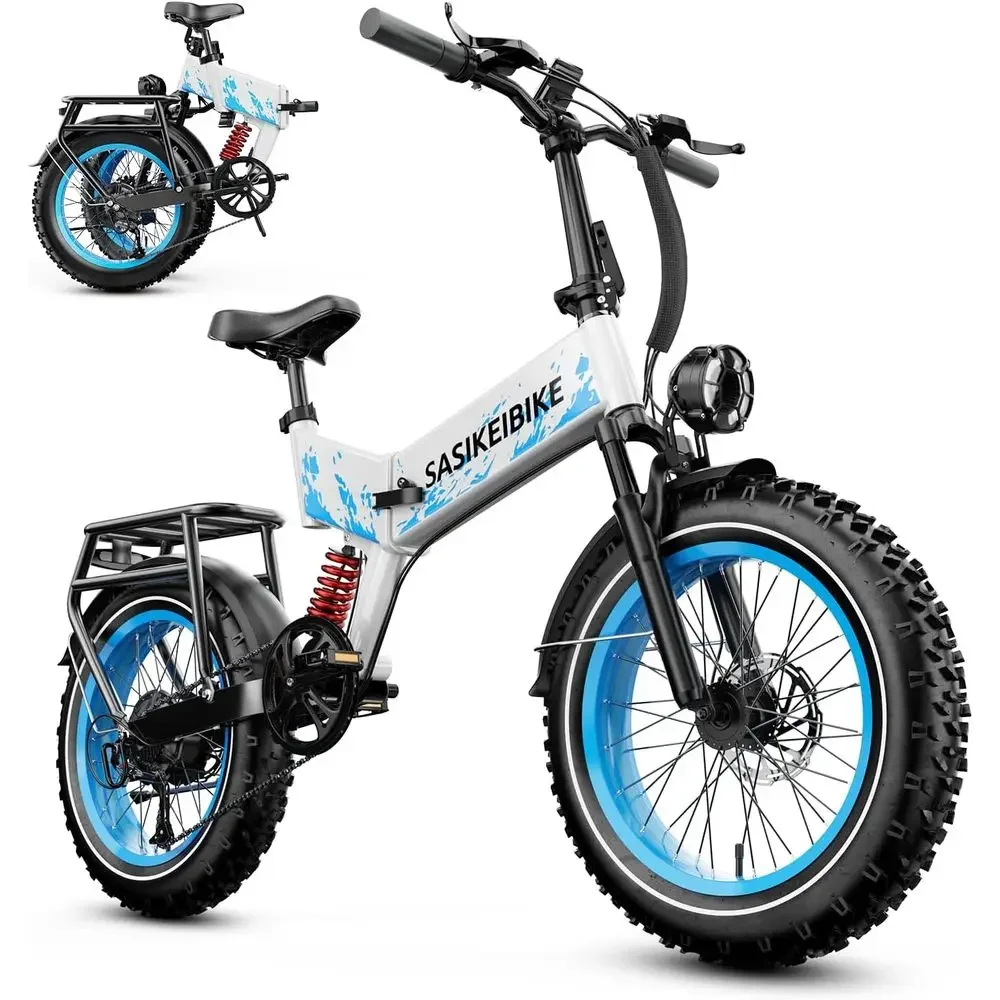 

52V 20AH Removable Battery Electric Bike, 70-Mile Range, 20 x 4.0 Tires, Dual Suspension for Adults