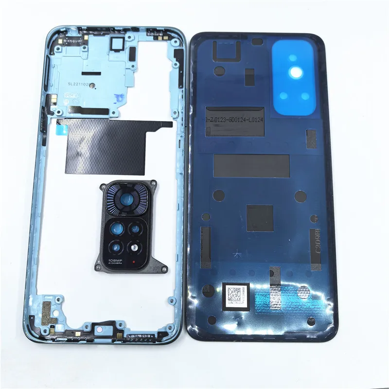 For Xiaomi Redmi Note 11 4G / Note 11S Phone Housing Middle Frame+Battery Back Cover Case Panel Lid Rear Door with Camera Lens