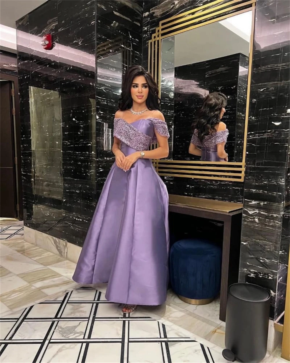 Dostosowana suknia wieczorowa Mecca سهره فساتين Off the Shoulder A Line Satin مناس Formal Occasion نسائيه فخ requirements