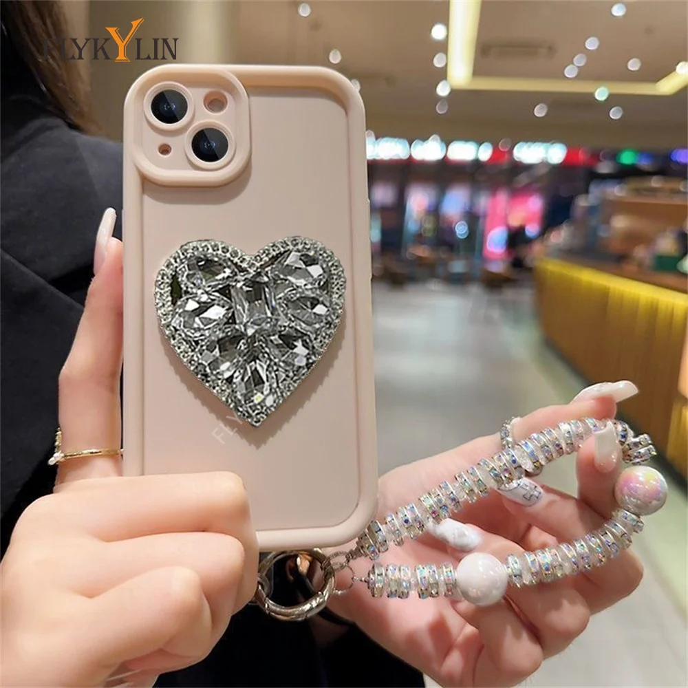 FLYKYLIN Love Diamonds Phone Case For Huawei Nova 13 12 11 10 9 8 Pro 11i 12i 5t Y70 Plus Soft Silicone With Bracelet