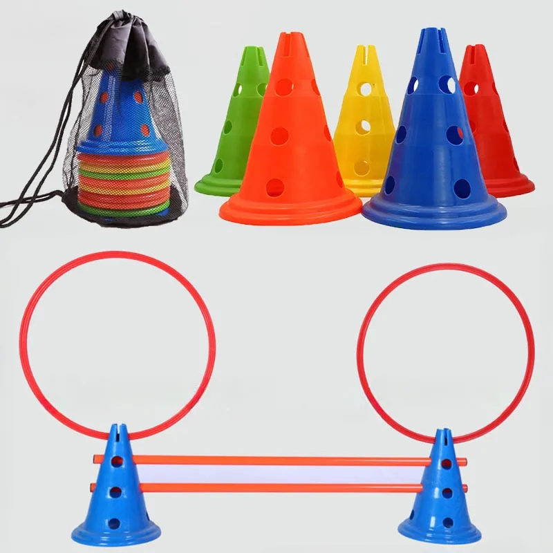 

5Pcs 30cm Football Flexibility Training Obstacle Hollow Out Training Cone Marker Disc Training Equipment Marker Bucket Sign Pole